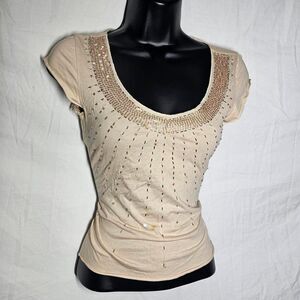 Vintage y2k old navy whimsigoth cream beaded front top